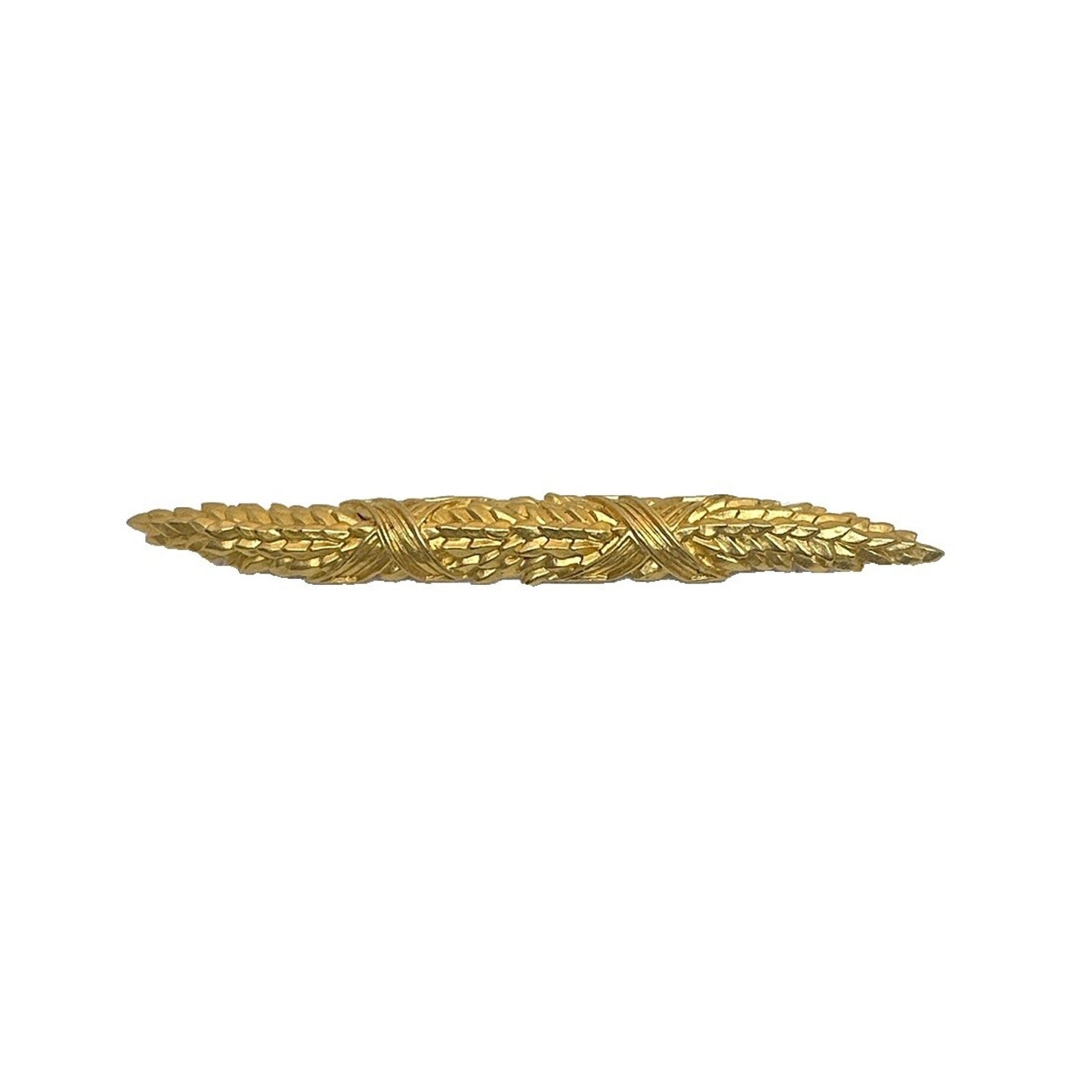 Big VTG 90s Karl Lagerfeld Gold Wheat Bar Brooch Pin 4.75” Runway Couture