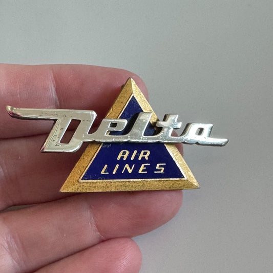 Vtg 1950s-60s Delta Air Lines 3rd Issue Flight Attendant Hat Badge Pin Airlines