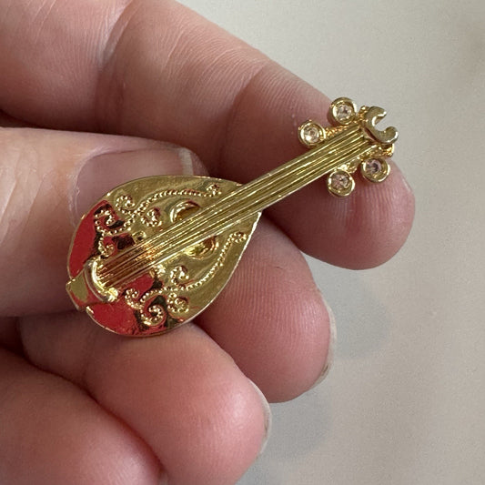 Vintage Brooch Mandolin Avon Brooch Music Lucite Pin