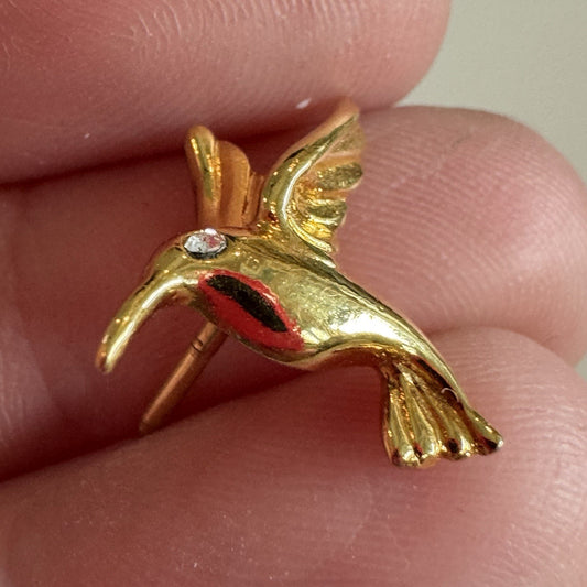 Humming Bird Lapel Hat Pin Tie Tack Gold Tone Pin