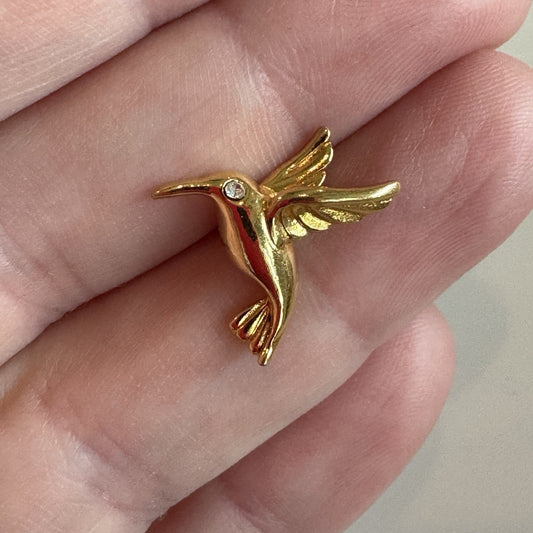 Humming Bird Lapel Hat Pin Tie Tack Gold Tone Pin