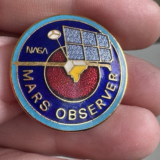 Vintage 1992 NASA Mars Observer Cloisonne Lapel Pin Space Astronaut NOS