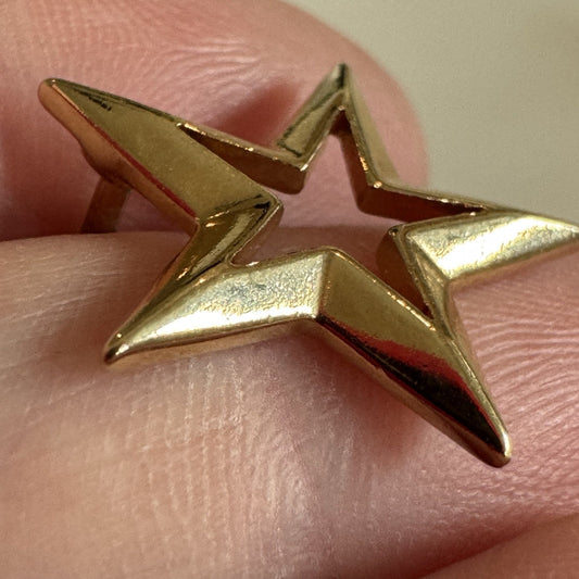 Vtg Gold Tone Open Star Lapel Pin Tie Tack