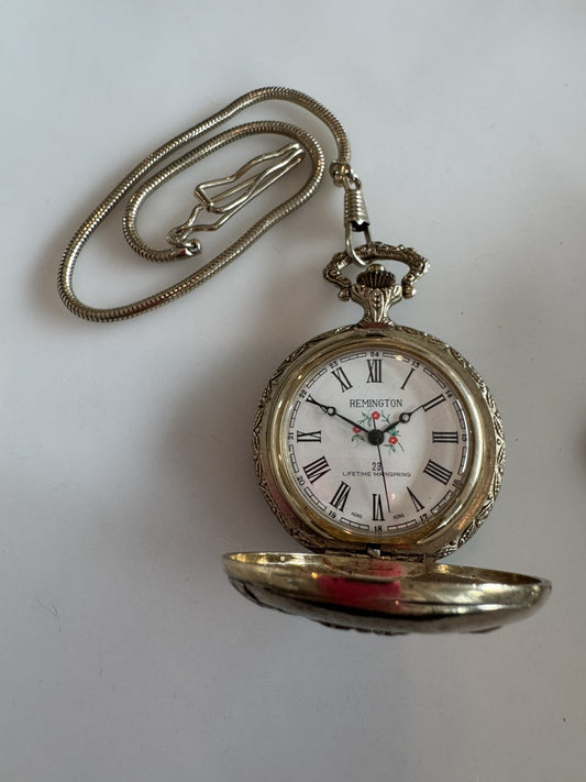 Vintage Remington Mainspring 23 Pocket Watch Cowboy Horse Scene Victorian Theme