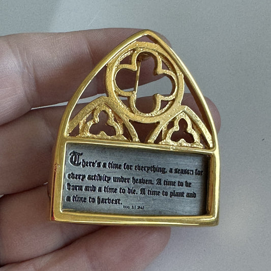 Cathedral Window Brooch Pin With Assorted Removable Christian Scriptures