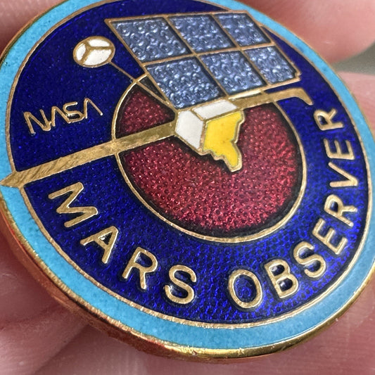 Vintage 1992 NASA Mars Observer Cloisonne Lapel Pin Space Astronaut NOS