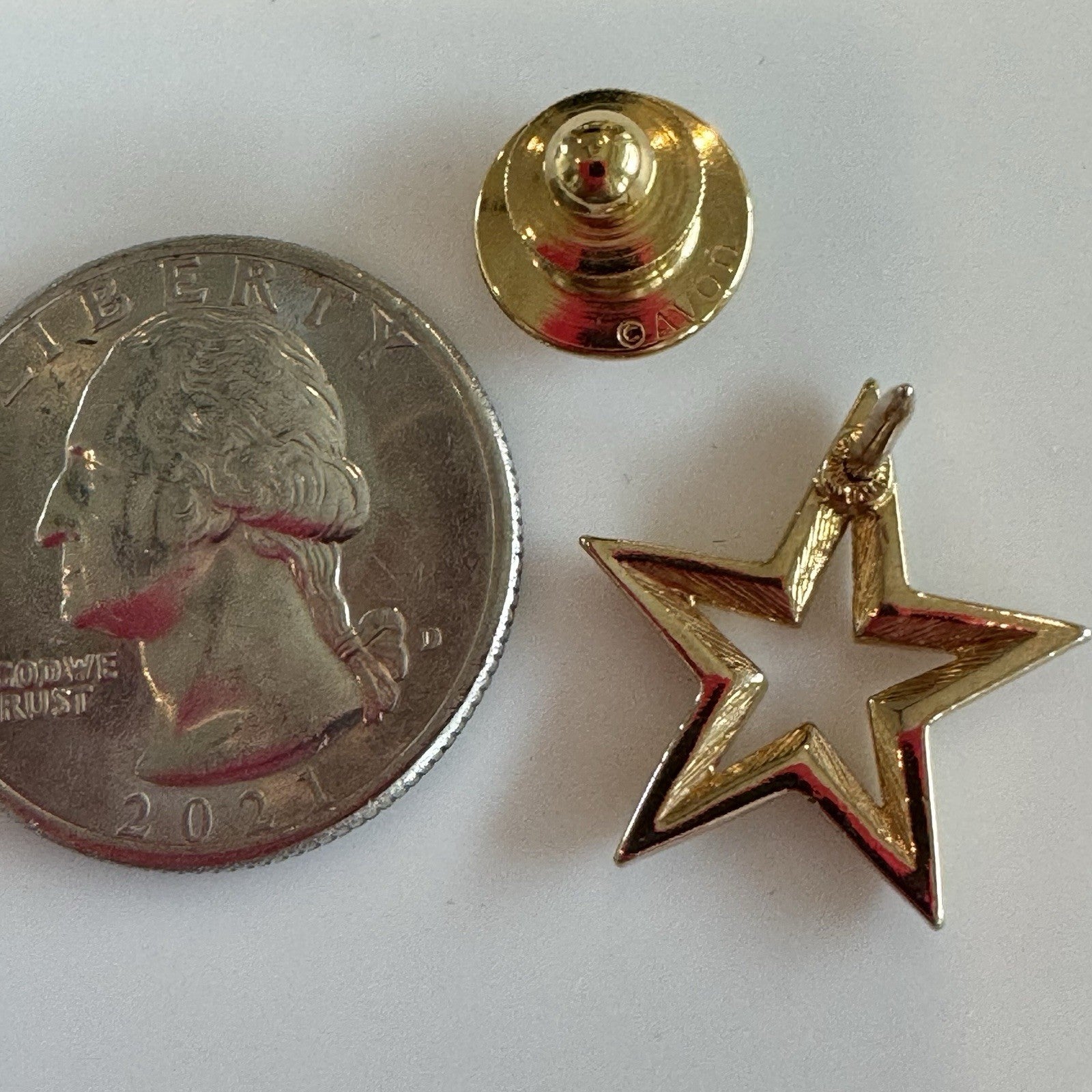 Vtg Gold Tone Open Star Lapel Pin Tie Tack